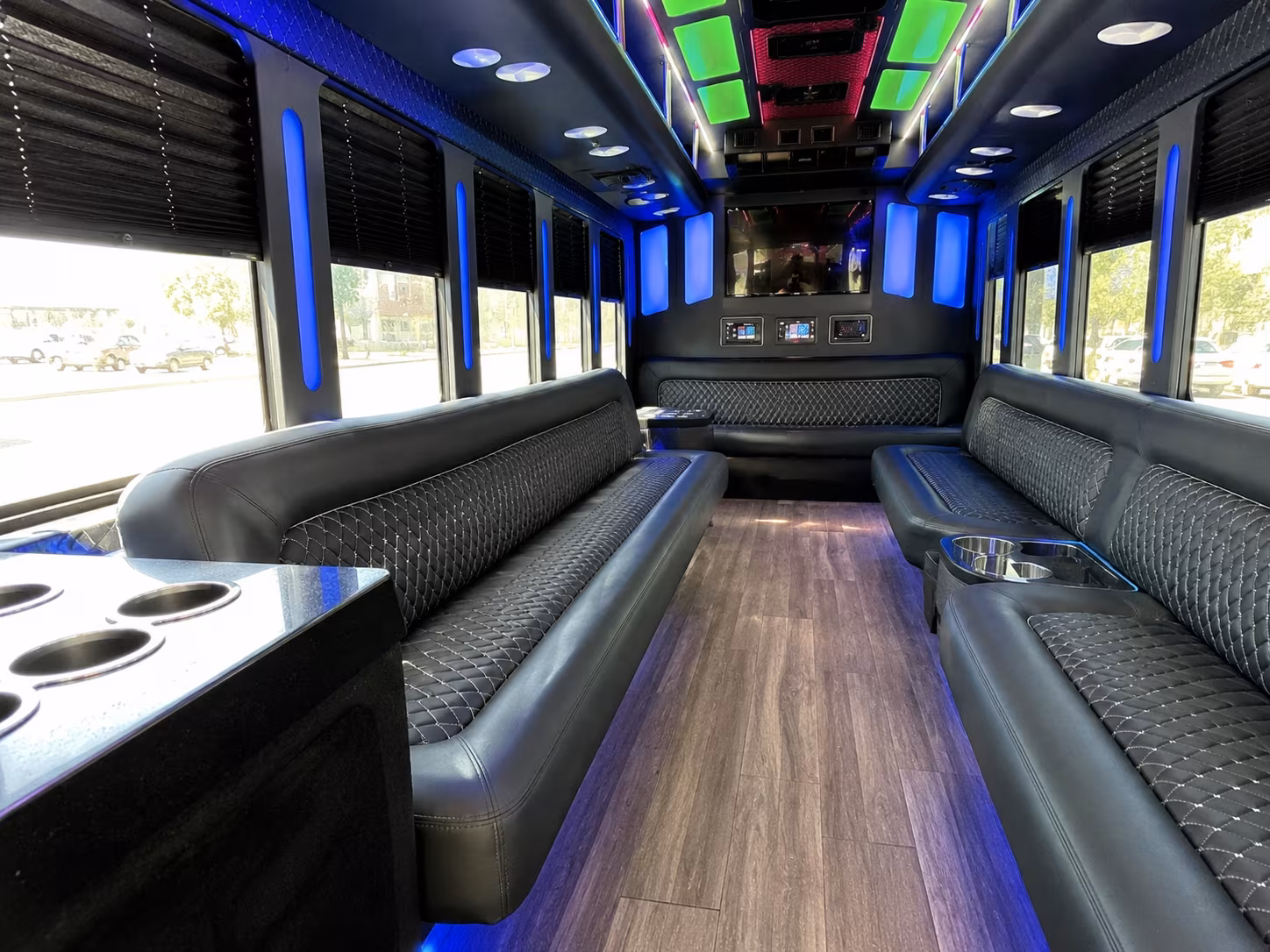 sugar land 15 passenger party bus inside
