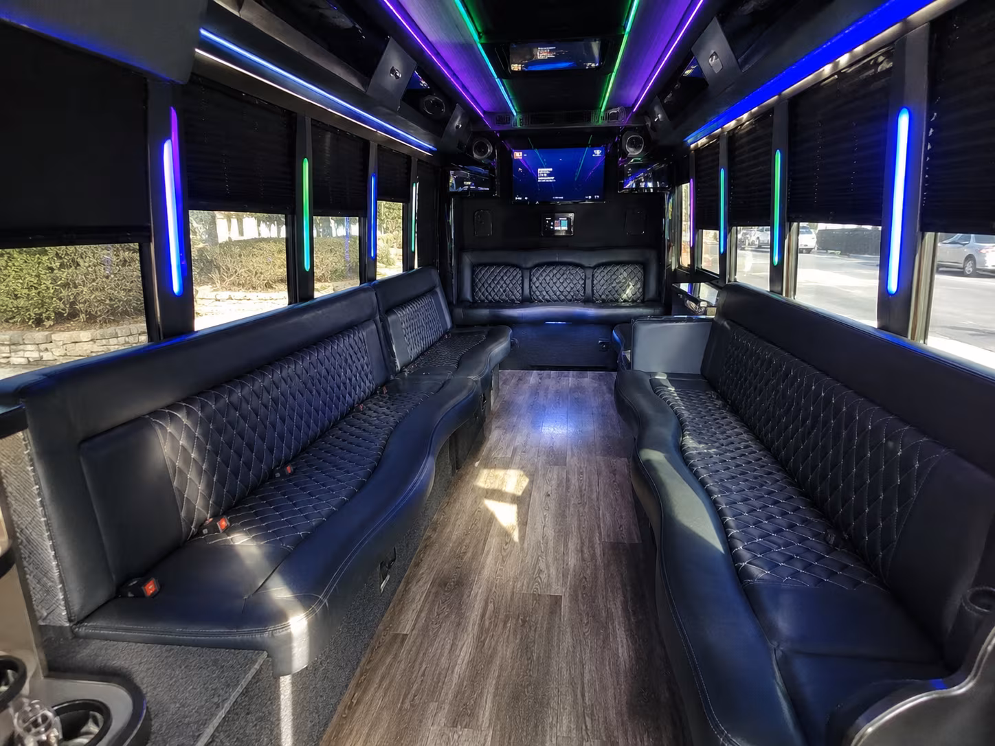 sugar land 15 passenger party bus interior