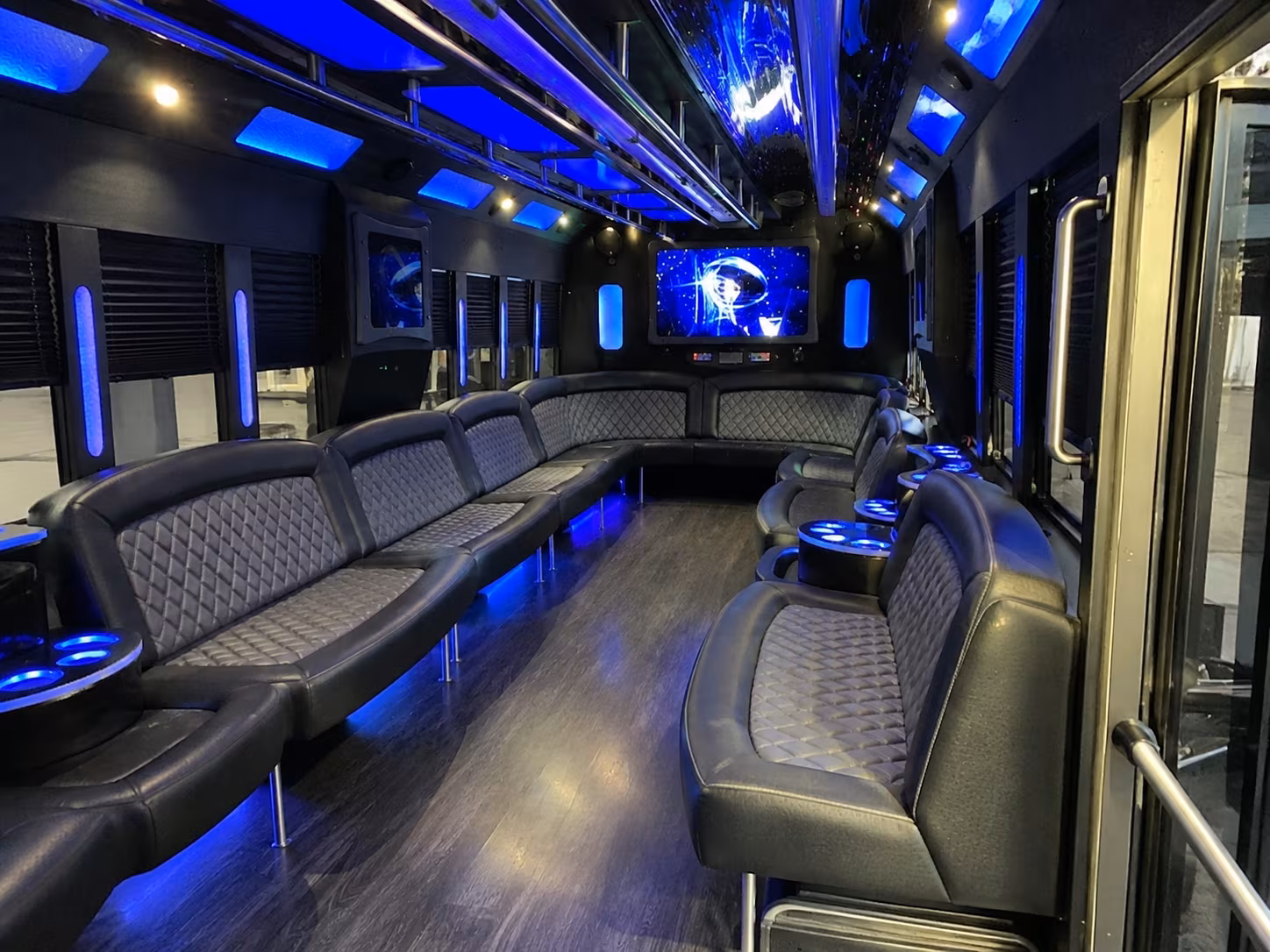 sugar land 28 passenger party bus interior