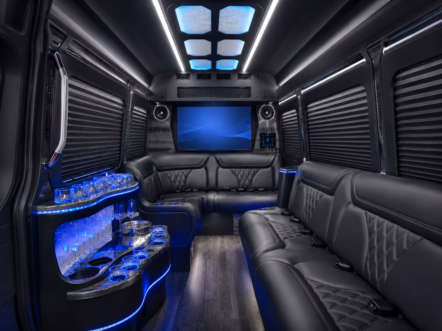 sugar land 30 passenger party bus inside