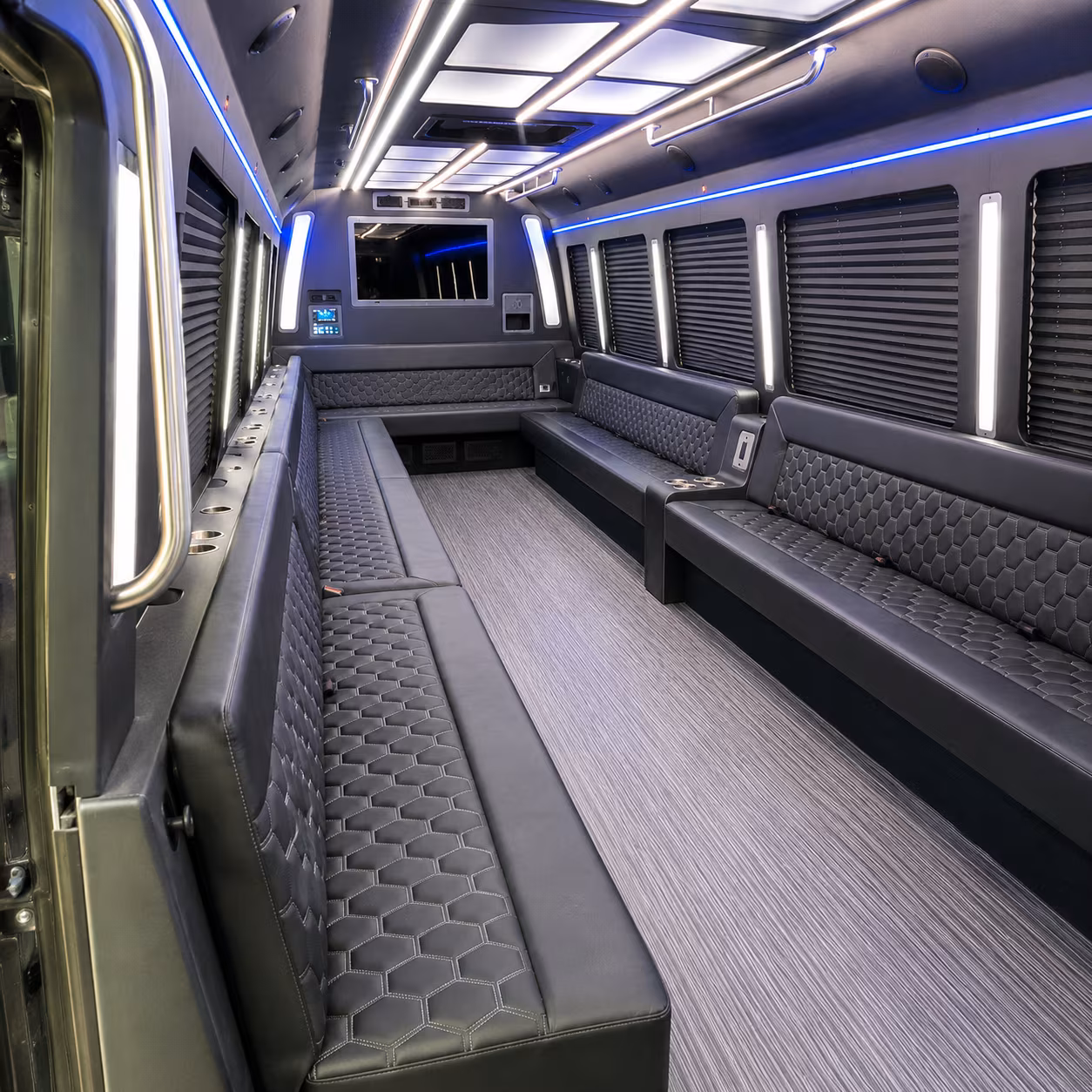 sugar land 40 passenger party bus interior