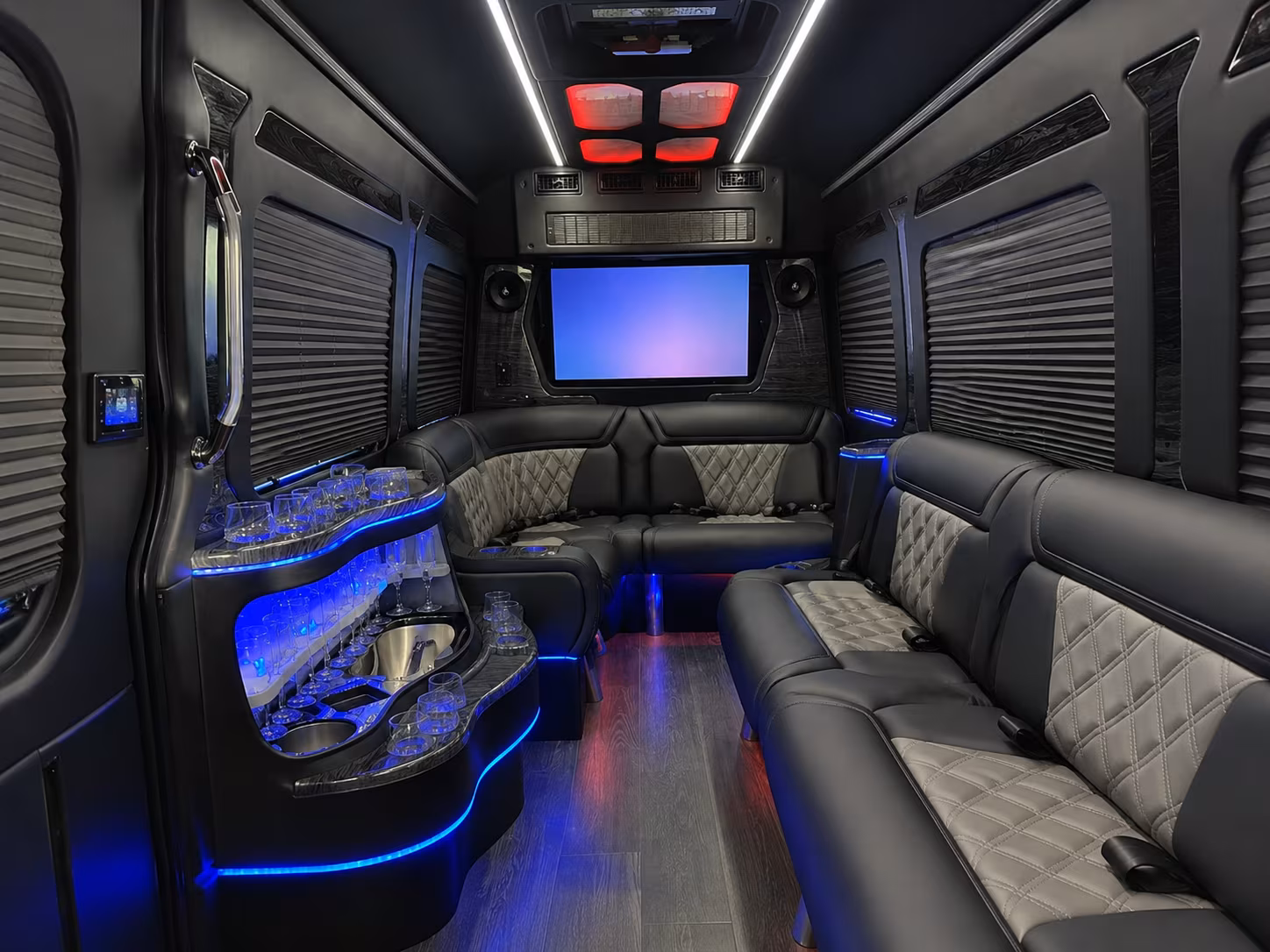 sugar land 50 passenger party bus inside